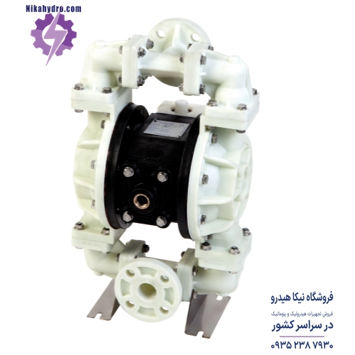 پمپ دیافراگمی پمکار مدل PK10 PP/T پمپ دیافراگمی سایز 1 اینچ ساخته شده با بدنه پلاستیکی و دیافراگم تفلونی