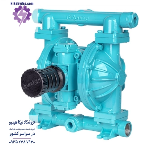پمپ دیافراگمی دیا مدل DP10 AL-T PLUS پمپ دیافراگمی پنوماتیکی ساخت شرکت دیا ترکیه با بدنه آلومینیومی سایز 1 اینچ