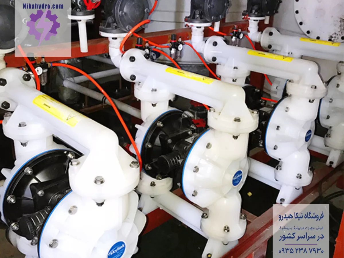 پمپ دیافراگمی ضد اسید پمپهای دیافراگمی بادی که جهت انتقال انواع سیال برای صنایع شیمیایی تولید شده است.